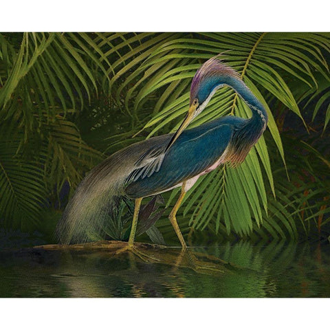 Greenish Blue Gold Ornate Wood Framed Art Print with Double Matting by Hunziker, Steve