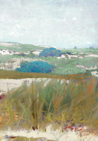 Seaside Breeze III White Modern Wood Framed Art Print with Double Matting by Hunziker, Steve