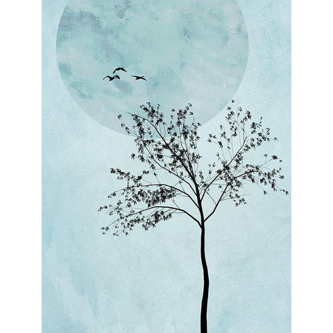 Full Moon Tree IIÂ  Gold Ornate Wood Framed Art Print with Double Matting by Halli, Hal