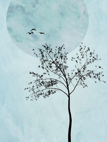 Full Moon Tree IIÂ  Black Ornate Wood Framed Art Print with Double Matting by Halli, Hal
