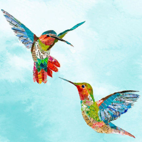 Hummers and Blooms I  White Modern Wood Framed Art Print by St Hilaire, Elizabeth