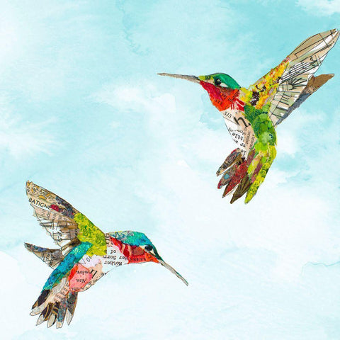 Hummers and Blooms II White Modern Wood Framed Art Print by St Hilaire, Elizabeth