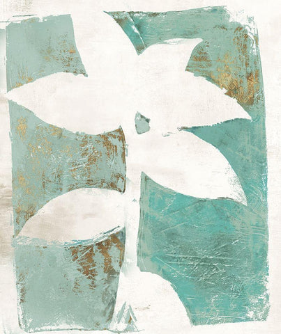 Solitaire Flora Green Version White Modern Wood Framed Art Print with Double Matting by St Hillaire, Elizabeth
