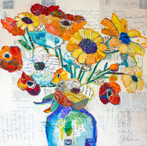Blooming Happiness II White Modern Wood Framed Art Print with Double Matting by St Hilaire, Elizabeth