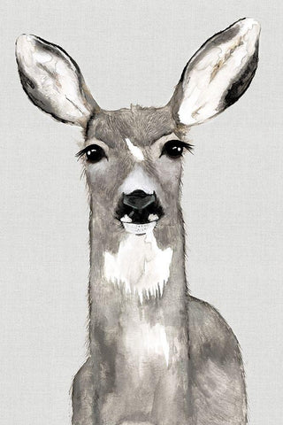 Oh Deer I  White Modern Wood Framed Art Print with Double Matting by Hatfield, Jodi