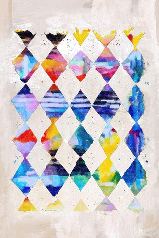 Diamond Palette I  White Modern Wood Framed Art Print with Double Matting by Smith, Karen