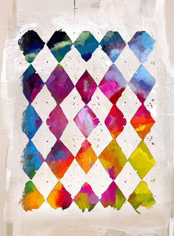 Diamond Palette II White Modern Wood Framed Art Print with Double Matting by Smith, Karen