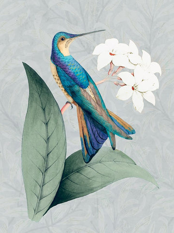 Bird and Bloom I White Modern Wood Framed Art Print with Double Matting by Smith, Karen