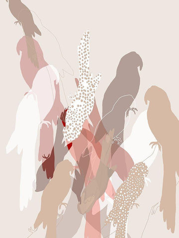 The Birds II  White Modern Wood Framed Art Print with Double Matting by Bainbridge, Hope