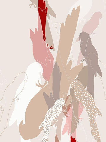 The Birds III White Modern Wood Framed Art Print with Double Matting by Bainbridge, Hope