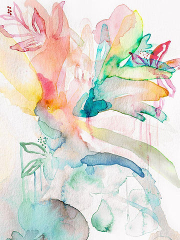 Island Florals I  White Modern Wood Framed Art Print with Double Matting by Bainbridge, Hope