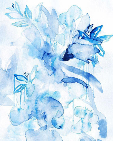 Lullaby Blue I  White Modern Wood Framed Art Print with Double Matting by Bainbridge, Hope