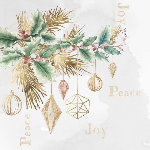 Peace and Joy Branch  Black Ornate Wood Framed Art Print with Double Matting by PI Studio