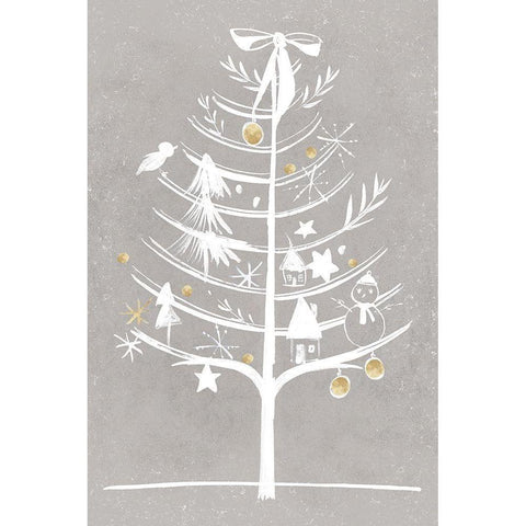 White Ornament Tree II  White Modern Wood Framed Art Print by PI Studio