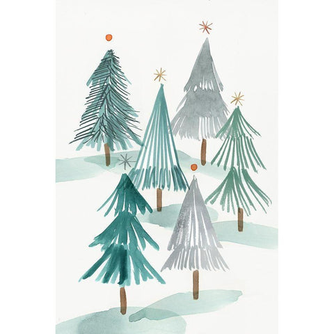 Ornament Tree I  White Modern Wood Framed Art Print by PI Studio