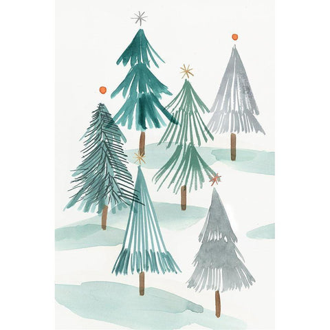 Ornament Tree II  White Modern Wood Framed Art Print by PI Studio