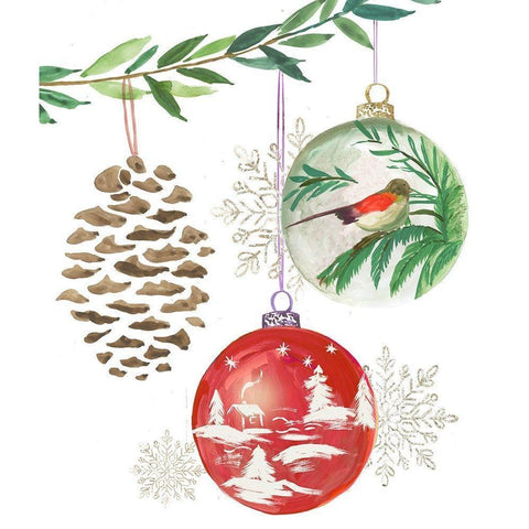 Hanging Ornaments I  Black Modern Wood Framed Art Print with Double Matting by PI Studio