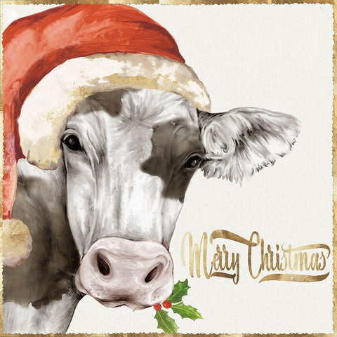 Christmas Cow  White Modern Wood Framed Art Print by PI Studio