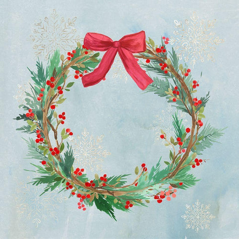 Christmas Wreath  White Modern Wood Framed Art Print by PI Studio