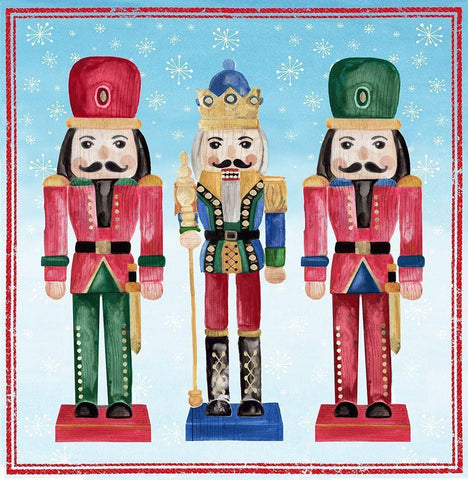 Three Nutcrackers II White Modern Wood Framed Art Print with Double Matting by PI Studio