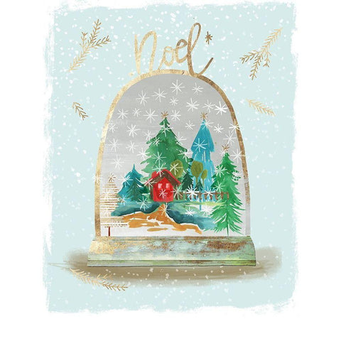 Holiday Snow Globe III  Gold Ornate Wood Framed Art Print with Double Matting by PI Studio