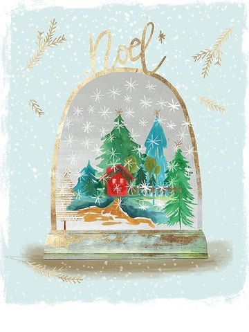 Holiday Snow Globe III  White Modern Wood Framed Art Print with Double Matting by PI Studio