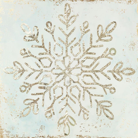 Glistening Snowflake I  Gold Ornate Wood Framed Art Print with Double Matting by PI Studio