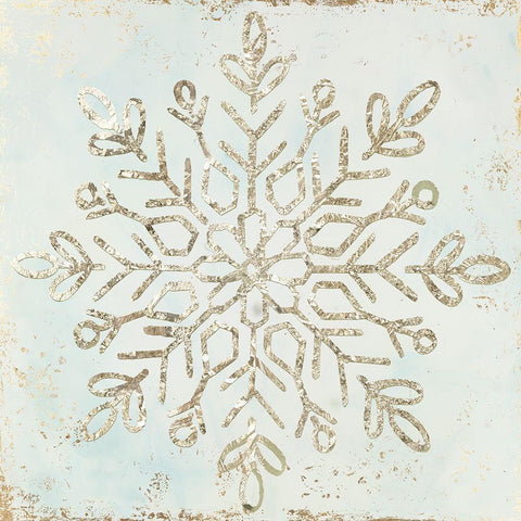 Glistening Snowflake I  White Modern Wood Framed Art Print with Double Matting by PI Studio