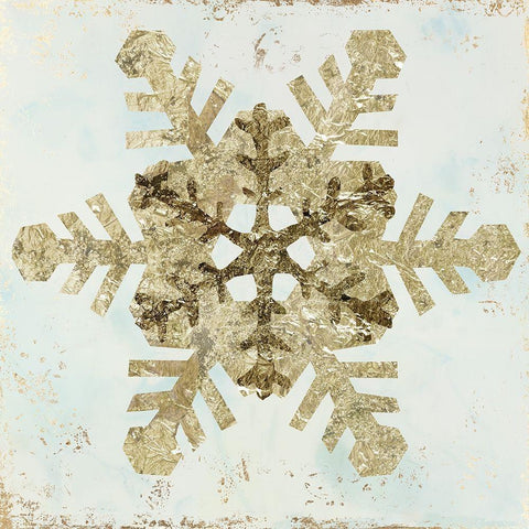 Glistening Snowflake IV Gold Ornate Wood Framed Art Print with Double Matting by PI Studio