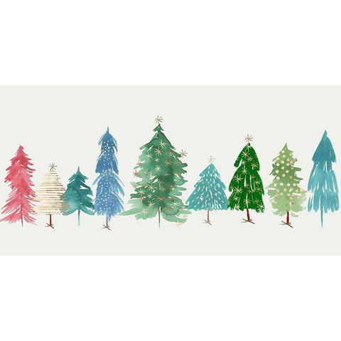 Christmas Trees  Black Modern Wood Framed Art Print with Double Matting by PI Studio