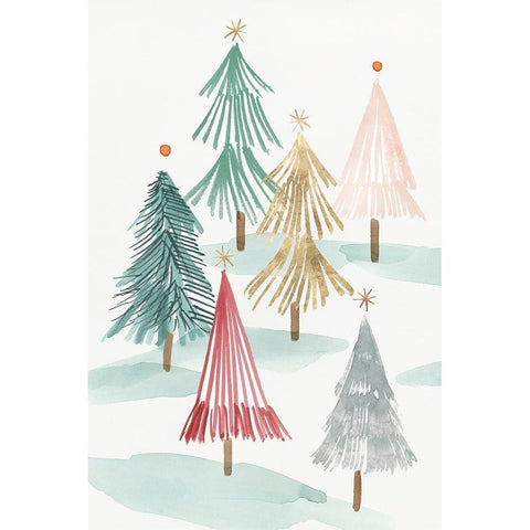 Christmas Trees I  White Modern Wood Framed Art Print by PI Studio