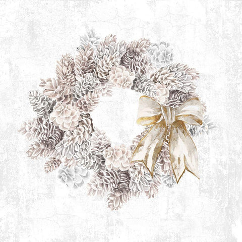 Pinecone Wreath White Modern Wood Framed Art Print by PI Studio
