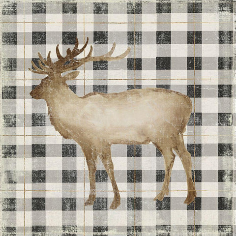 Santas Deer I White Modern Wood Framed Art Print with Double Matting by PI Studio