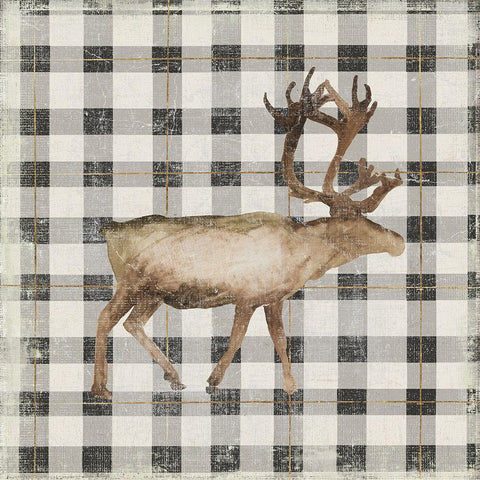 Santas Deer II White Modern Wood Framed Art Print by PI Studio