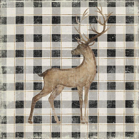 Santas Deer III Gold Ornate Wood Framed Art Print with Double Matting by PI Studio