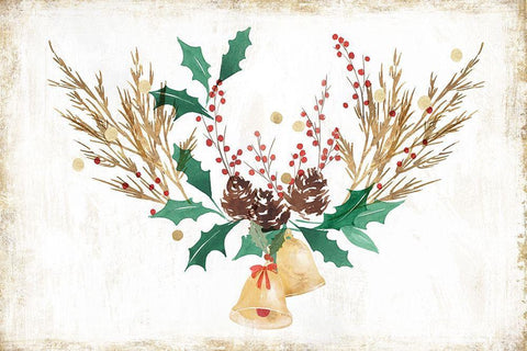 Jingle Bells Black Ornate Wood Framed Art Print with Double Matting by PI Studio