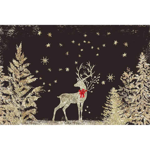Prancer At Night  Gold Ornate Wood Framed Art Print with Double Matting by PI Studio