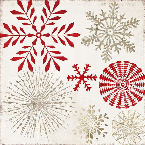 Christmas Snowflakes  White Modern Wood Framed Art Print with Double Matting by PI Studio