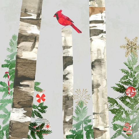Holiday Forest White Modern Wood Framed Art Print by PI Studio