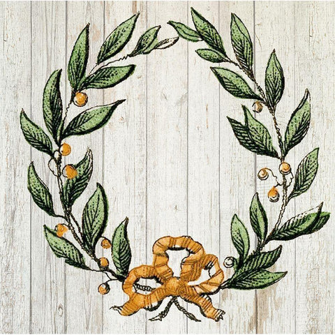 Retro Wreath Gold Ornate Wood Framed Art Print with Double Matting by PI Studio