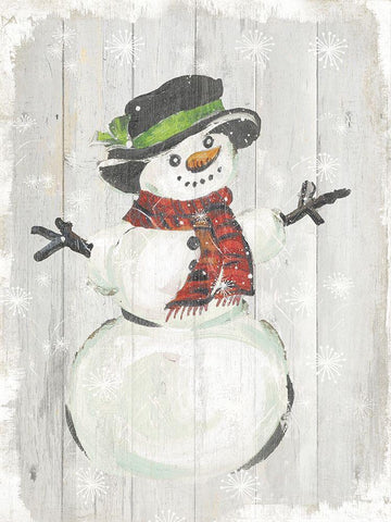 Holiday Snowman White Modern Wood Framed Art Print with Double Matting by PI Studio