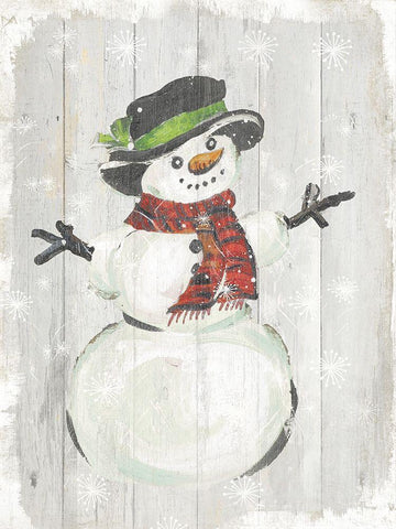 Holiday Snowman Black Ornate Wood Framed Art Print with Double Matting by PI Studio