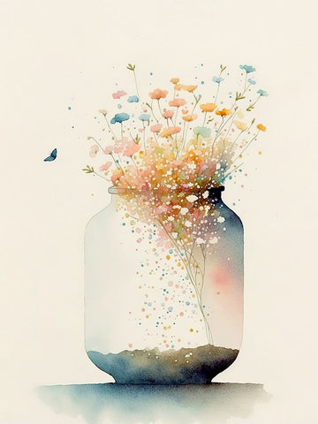 Jug of Wildflowers White Modern Wood Framed Art Print with Double Matting by Mclean, Leah