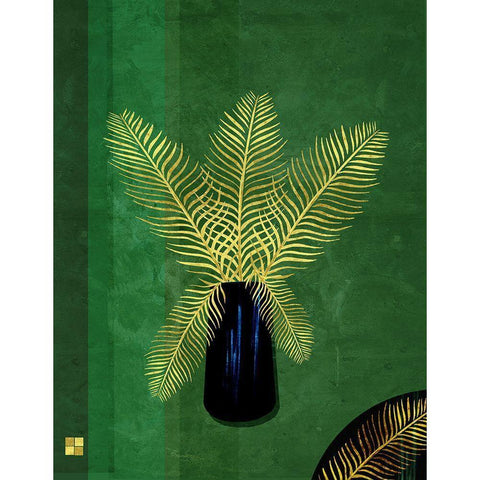 Fern Bouquet Gold Ornate Wood Framed Art Print with Double Matting by Hogan, Aoibhne
