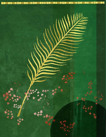 Lush Green Leaf White Modern Wood Framed Art Print with Double Matting by Hogan, Aoibhne