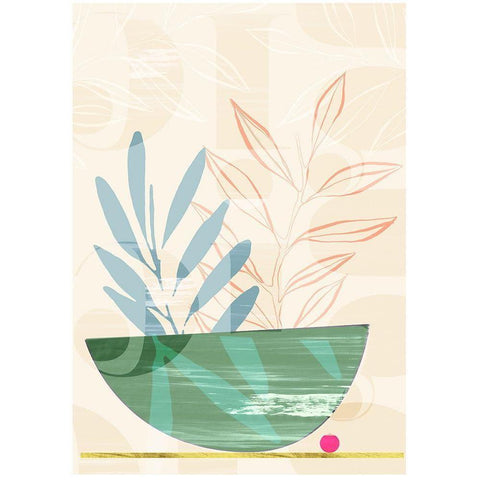Shibori Bowl Green Black Modern Wood Framed Art Print by Hogan, Aoibhne
