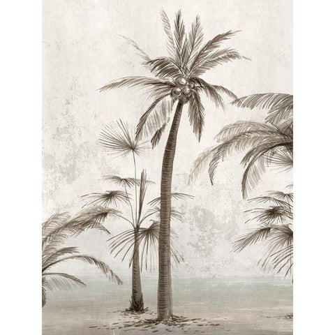 Vintage Palm Trees II Gold Ornate Wood Framed Art Print with Double Matting by Ian C