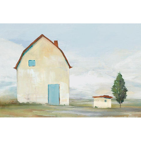 Yellow Barn I  Gold Ornate Wood Framed Art Print with Double Matting by Ian C
