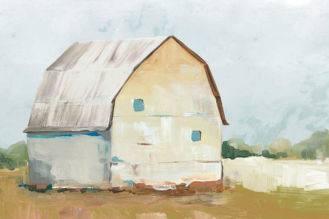 Yellow Barn II  White Modern Wood Framed Art Print with Double Matting by Ian C
