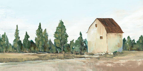 Yellow Barn III Black Ornate Wood Framed Art Print with Double Matting by Ian C